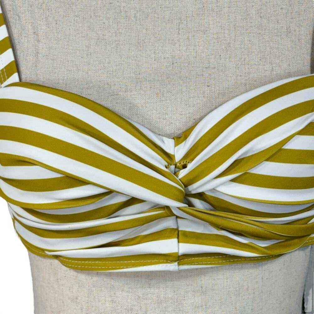 Retro Stage Small Bikini Swim Top Striped Molded Cups Adjustable Straps Tie Back - Picture 2 of 8